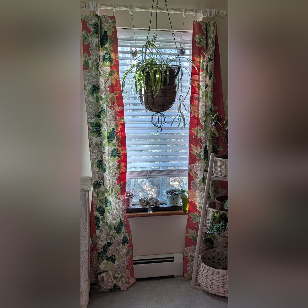 Bar Harbor Window curtain half panels in Rhubarb